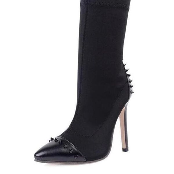 women ankle boots stretch fabric pointed toe high heels rivets stiletto pumps black sock bootie shoes woman manufacturer
women ankle boots stretch fabric pointed toe high heels rivets stiletto pumps black sock bootie shoes woman manufacturer