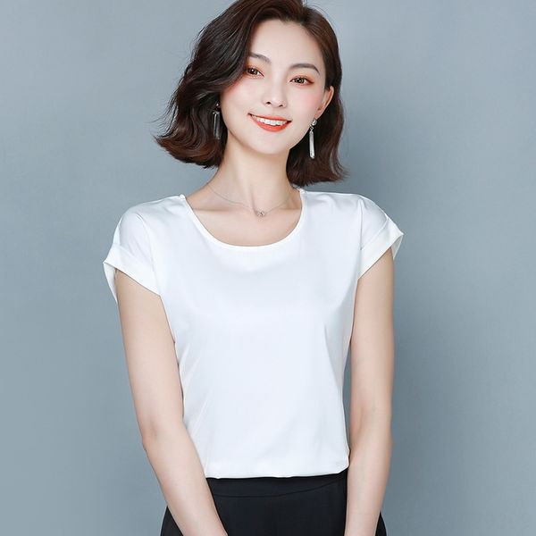 women's 2020 t-shirt loose all-match outside silk short-sleeved t-shirt women's mulberry silk large size summer clothes, White 
women's 2020 t-shirt loose all-match outside silk short-sleeved t-shirt women's mulberry silk large size summer clothes, White