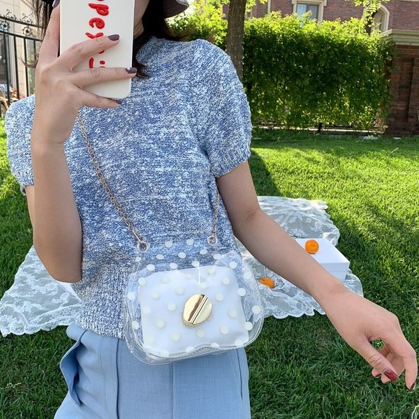 2020 new ladies shoulder bag small fresh korean fashion dot transparent saddle bag women's shoulder messenger chain
2020 new ladies shoulder bag small fresh korean fashion dot transparent saddle bag women's shoulder messenger chain