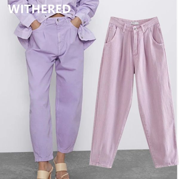 withered summer england vintage purple color mom jeans woman turnip pants high waist jeans pleated boyfriend for women, Blue
withered summer england vintage purple color mom jeans woman turnip pants high waist jeans pleated boyfriend for women, Blue