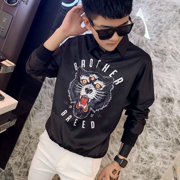 pullover loose shirt men tiger printing casual long sleeve shirt fashion night club bar streetwear social chemise homme, White;black
pullover loose shirt men tiger printing casual long sleeve shirt fashion night club bar streetwear social chemise homme, White;black