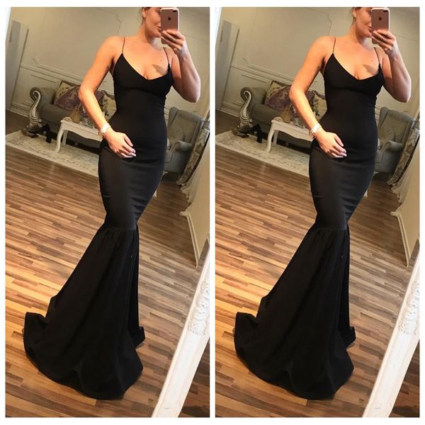2020 spaghetti strips slim mermaid simple prom dresses sweep train long women black special occasion party gowns evening wear
2020 spaghetti strips slim mermaid simple prom dresses sweep train long women black special occasion party gowns evening wear