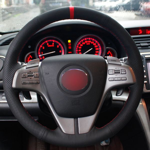 black natural leather red marker car steering wheel cover for mazda 6 atenza 2009-2013
black natural leather red marker car steering wheel cover for mazda 6 atenza 2009-2013