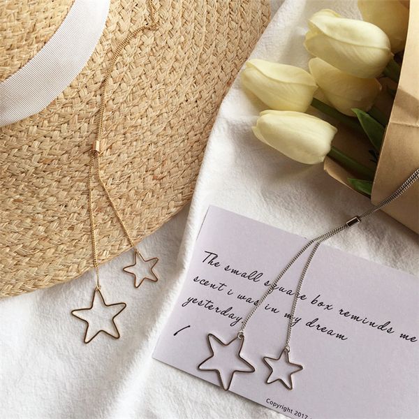 european and american style temperament hollow-out pentagonal star pendant only beautiful long clavicle necklace, Silver
european and american style temperament hollow-out pentagonal star pendant only beautiful long clavicle necklace, Silver