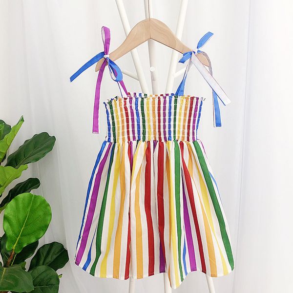 girl dress sweet girls summer rainbow striped dungaree dress 2020 baby girl korean style horizontal neck western style vest, Red;yellow
girl dress sweet girls summer rainbow striped dungaree dress 2020 baby girl korean style horizontal neck western style vest, Red;yellow
