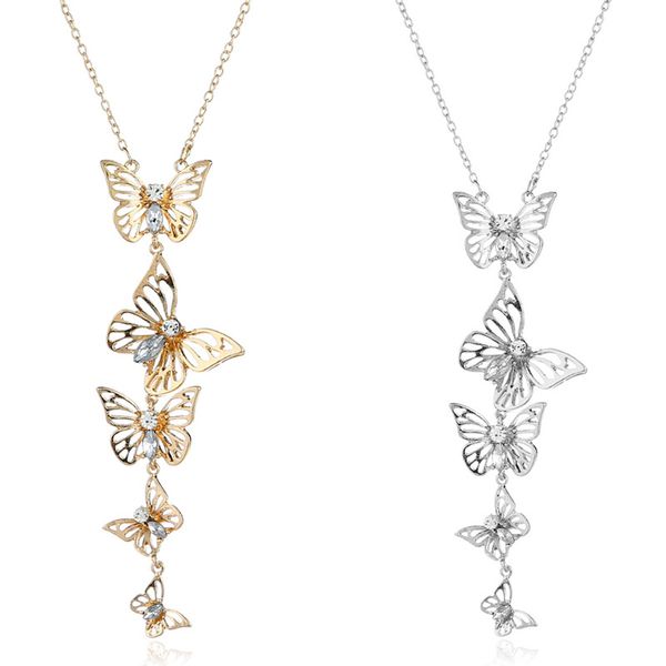 2 colors fashion 5 hollow butterfly pendant necklaces long clavicle chain women jewelry wholesale sale, Silver
2 colors fashion 5 hollow butterfly pendant necklaces long clavicle chain women jewelry wholesale sale, Silver