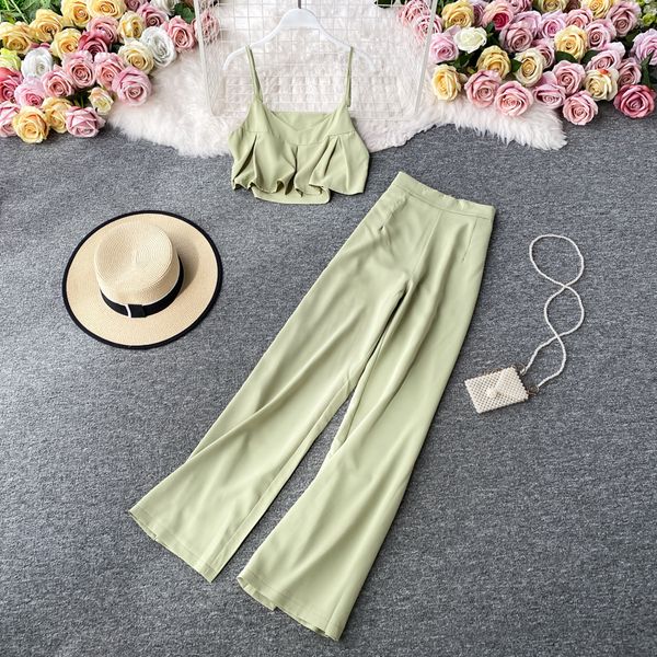 camisole crop + wide leg pants female outfits new 2020 summer fashion ladies solid casual two piece set korean clothes, White
camisole crop + wide leg pants female outfits new 2020 summer fashion ladies solid casual two piece set korean clothes, White