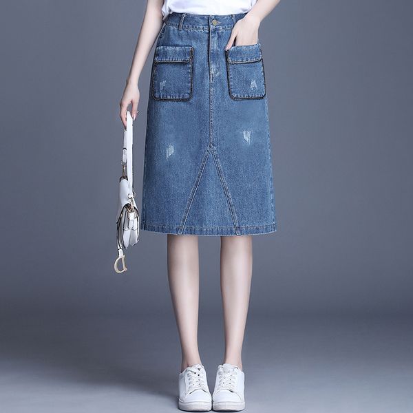 high waist blue denim skirt women summer new plus size slim casual knee-length jean skirt office lady elegant chic skirts 1625, Black
high waist blue denim skirt women summer new plus size slim casual knee-length jean skirt office lady elegant chic skirts 1625, Black