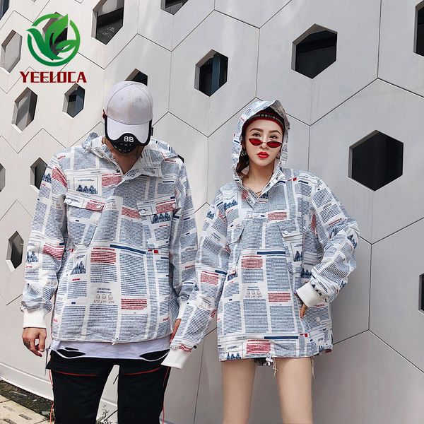 2019 autumn winter hip hop hat jacket male female trendy design street newspaper theme full print jacket oversized windbreaker, Black;brown
2019 autumn winter hip hop hat jacket male female trendy design street newspaper theme full print jacket oversized windbreaker, Black;brown