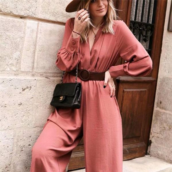 women fashion v neck solid jumpsuits wide leg pants sashes decorate elastic waist pockets rompers female chic playsuits, Black;white
women fashion v neck solid jumpsuits wide leg pants sashes decorate elastic waist pockets rompers female chic playsuits, Black;white