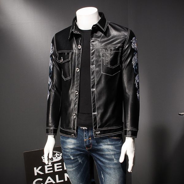 jaqueta masculina couro dragon print pu leather coat men slim fit button down jacket faux leather men jaqueta motoqueiro 5xl, Black
jaqueta masculina couro dragon print pu leather coat men slim fit button down jacket faux leather men jaqueta motoqueiro 5xl, Black