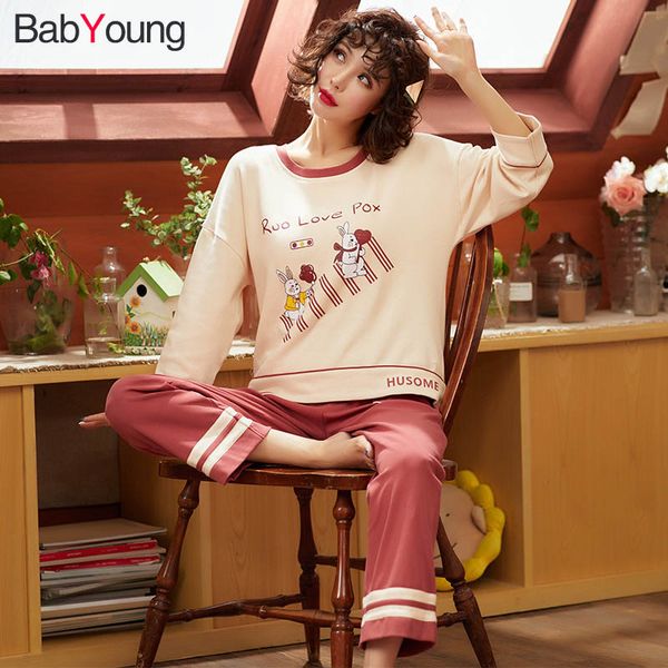 babyoung new pajamas for women spring autumn korean cute cartoon casual round neck long-sleeved trousers girl home sleepwear, Blue;gray
babyoung new pajamas for women spring autumn korean cute cartoon casual round neck long-sleeved trousers girl home sleepwear, Blue;gray