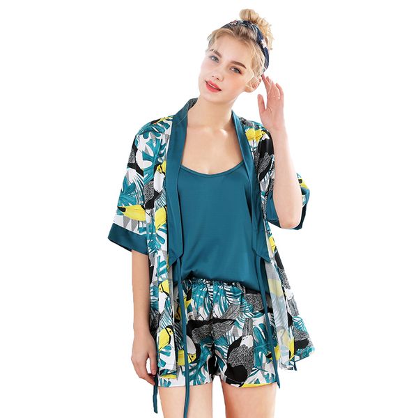 mytl women satin pajamas faux silk silky pajama set elegant robe 3pcs suspender shorts sleepwear female casual home wear, Blue;gray
mytl women satin pajamas faux silk silky pajama set elegant robe 3pcs suspender shorts sleepwear female casual home wear, Blue;gray