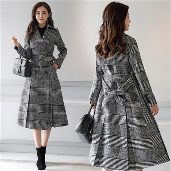 tartan wool coat female long section korean 2018 new autumn and winter models slim waist check woolen coat, Black
tartan wool coat female long section korean 2018 new autumn and winter models slim waist check woolen coat, Black