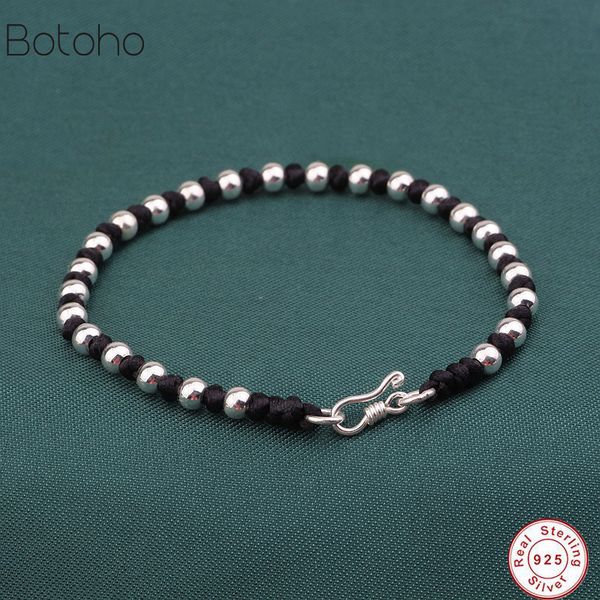 handmade 925 sterling silver beads black rope bracelets cord string braided friendship lucky bangle for women men couple lovers, Golden;silver
handmade 925 sterling silver beads black rope bracelets cord string braided friendship lucky bangle for women men couple lovers, Golden;silver