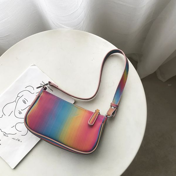 fashion women's baguette handbags pu leather rainbow colors ladies small shoulder bags all match female casual purse armpit bag
fashion women's baguette handbags pu leather rainbow colors ladies small shoulder bags all match female casual purse armpit bag