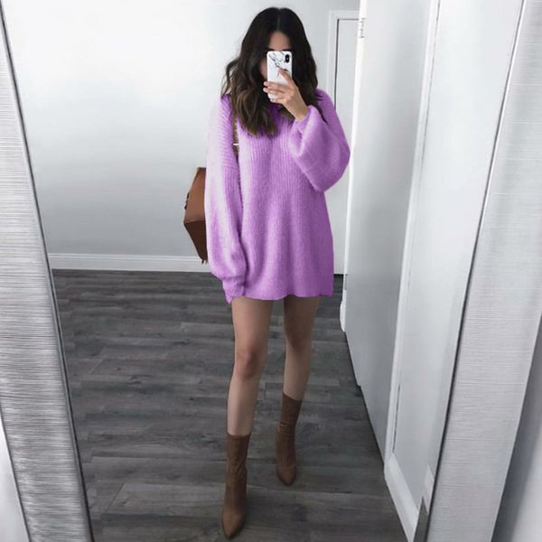 knitted warm long latern sleeve sweater solid purple o-neck loose sweater blouse simple color fashion luxury sweaters for women, White;black
knitted warm long latern sleeve sweater solid purple o-neck loose sweater blouse simple color fashion luxury sweaters for women, White;black