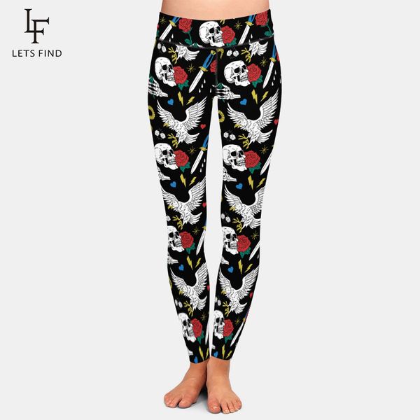 women's leggings letsfind 220gsm double side brushed soft milk silk skull and rose print high waist plus size fashion fitness women pan, Black
women's leggings letsfind 220gsm double side brushed soft milk silk skull and rose print high waist plus size fashion fitness women pan, Black