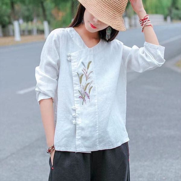 год чистой художественной вышивки хлопка длинный рукав футболки женские диагональ пряжки свободно верхней футболку одежды вышивка одежда жен, White
год чистой художественной вышивки хлопка длинный рукав футболки женские диагональ пряжки свободно верхней футболку одежды вышивка одежда жен, White