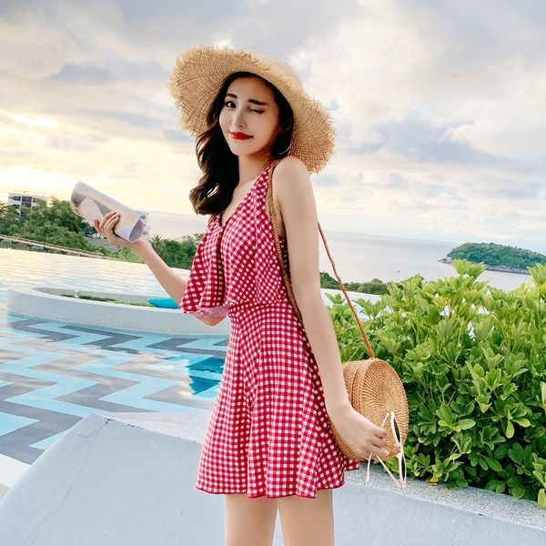 swimsuit women's dress plaid swimsuit large size conservative spa, White;black
swimsuit women's dress plaid swimsuit large size conservative spa, White;black