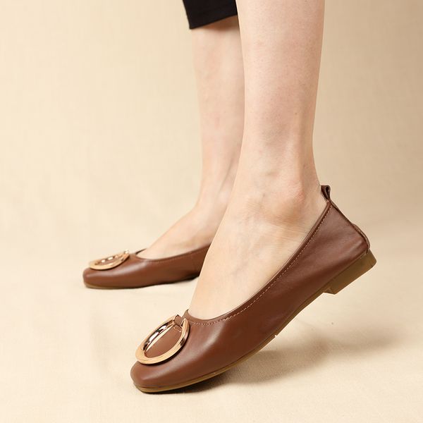 autumn spring elegant genuine leather ballet flats shoes for women metal round buckle soft bottom walking shoes ladies, Black
autumn spring elegant genuine leather ballet flats shoes for women metal round buckle soft bottom walking shoes ladies, Black