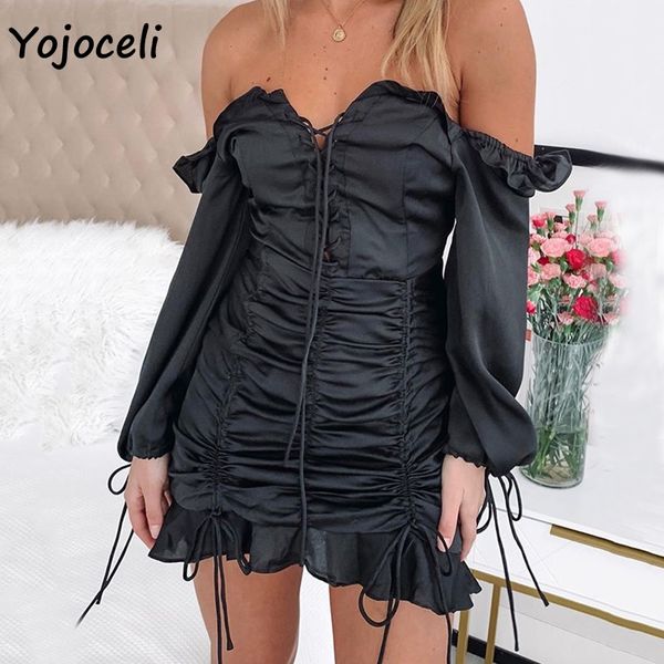 casual dresses yojoceli 2021 off shoulder bandage ruffle dress women long sleeve bow mini bodycon party club female vestidos, Black;gray
casual dresses yojoceli 2021 off shoulder bandage ruffle dress women long sleeve bow mini bodycon party club female vestidos, Black;gray