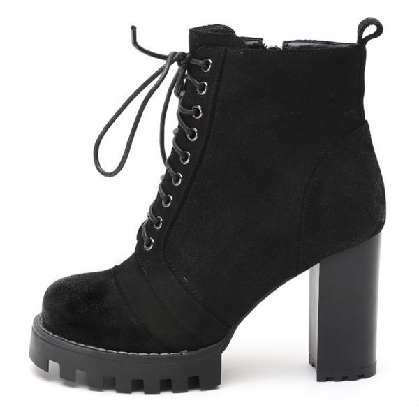 2019 winter increase women's shoes super high with chalaza coarse with short boots single boots, Black
2019 winter increase women's shoes super high with chalaza coarse with short boots single boots, Black