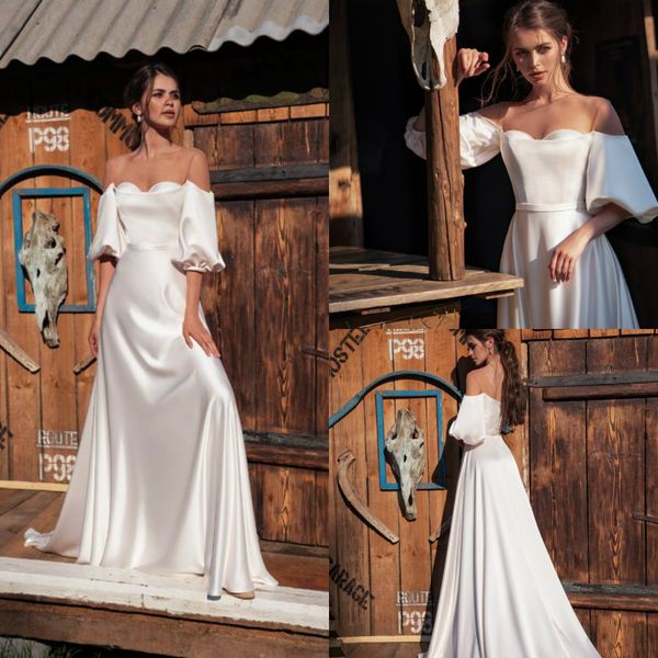 2020 papilio beach wedding dresses a line silk satin sweep train half long sleeve country wedding gowns custom made bohemian abiti da sposa, White
2020 papilio beach wedding dresses a line silk satin sweep train half long sleeve country wedding gowns custom made bohemian abiti da sposa, White