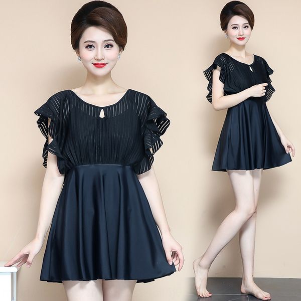 8iamr middle-aged swimsuit women's conservative one-piece skirt-style belly-covering skinny dress dress swimsuit jumpsuit skirt spring, White;black
8iamr middle-aged swimsuit women's conservative one-piece skirt-style belly-covering skinny dress dress swimsuit jumpsuit skirt spring, White;black