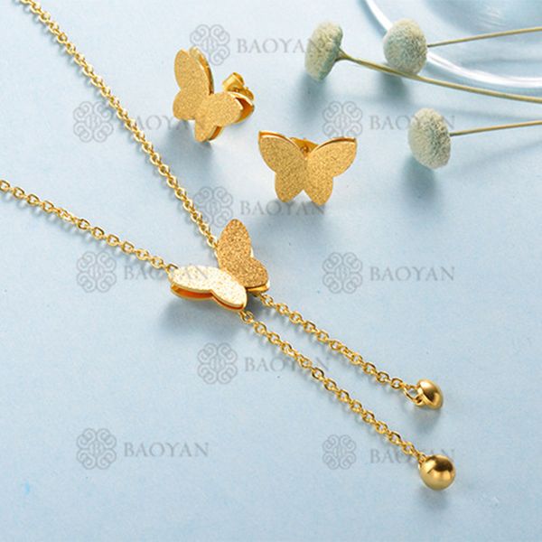 baoyan fashion gold jewelry set matte gold stainless steel jewelry set wholesale golden butterfly wedding sets for women, Silver
baoyan fashion gold jewelry set matte gold stainless steel jewelry set wholesale golden butterfly wedding sets for women, Silver
