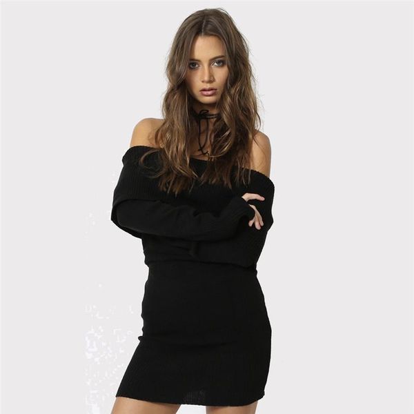 dew shoulder womens sweaters dress fashion donna knit dress european and american style ladies cloth, White;black
dew shoulder womens sweaters dress fashion donna knit dress european and american style ladies cloth, White;black