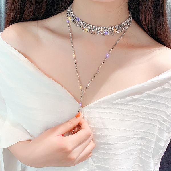necklaces & pendants tennis, graduated shiny diamond tassel choker neck collar necklace jewelry women in europe and america red nets female, Black
necklaces & pendants tennis, graduated shiny diamond tassel choker neck collar necklace jewelry women in europe and america red nets female, Black