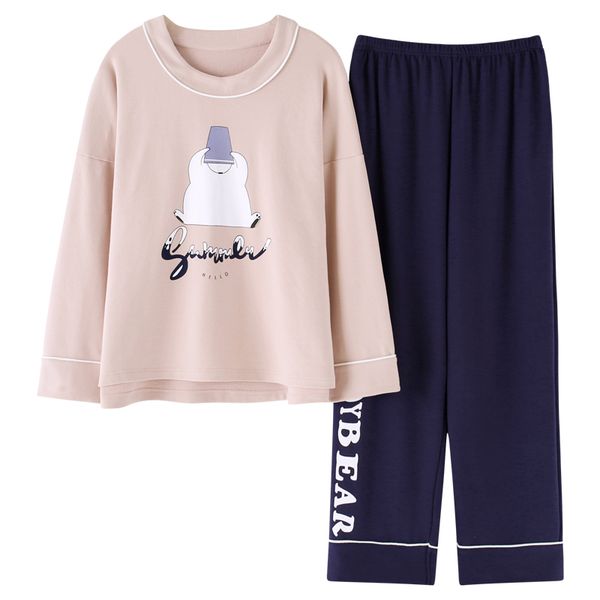 lovely full cotton 2 pieces suit pajamas for women sleepwear 2019 cute round neck home wear long sleeve nightwear pyjama femme, Blue;gray
lovely full cotton 2 pieces suit pajamas for women sleepwear 2019 cute round neck home wear long sleeve nightwear pyjama femme, Blue;gray