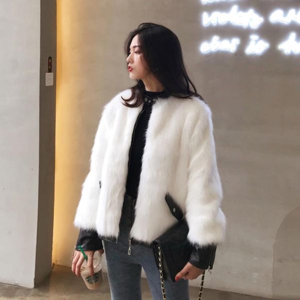 winter new arrival faux fur patchwokr pu leather jackers women zipper casual style fur coats female slim outerwear gx1693, Black
winter new arrival faux fur patchwokr pu leather jackers women zipper casual style fur coats female slim outerwear gx1693, Black