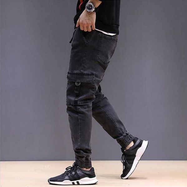 men's jeans high street fashion men black gray japanese style big pocket cargo pants punk jogger trousers hip hop, Blue
men's jeans high street fashion men black gray japanese style big pocket cargo pants punk jogger trousers hip hop, Blue