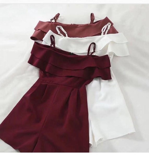 down solid color jumpsuit famale casual clothes womens suspender ruffle jumpsuit summer word shoulder waist, Black;white
down solid color jumpsuit famale casual clothes womens suspender ruffle jumpsuit summer word shoulder waist, Black;white