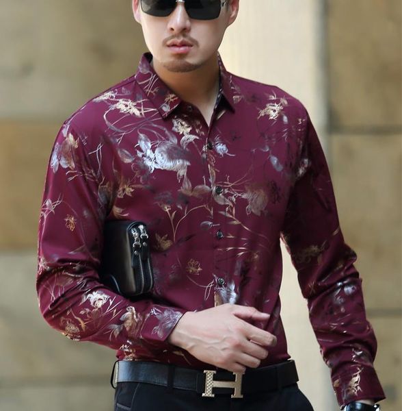men's luxury long sleeve dress shirt men fashion burgundy red floral shirt gentleman business casual shirts soft thin, White;black
men's luxury long sleeve dress shirt men fashion burgundy red floral shirt gentleman business casual shirts soft thin, White;black