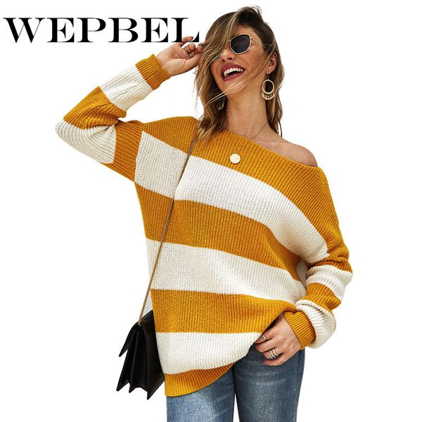 wepbel осень o-образный вырез повседневных сыпучий полосатый sexy свитер женщина топы с длинным рукавом зимы вязаной перемычка вытащите femm, White;black 
wepbel осень o-образный вырез повседневных сыпучий полосатый sexy свитер женщина топы с длинным рукавом зимы вязаной перемычка вытащите femm, White;black