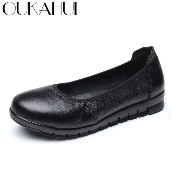 oukahui spring simple genuine leather flat work shoes women ballet flats solid round toe non-slip soft comfortable ladies shoes, Black
oukahui spring simple genuine leather flat work shoes women ballet flats solid round toe non-slip soft comfortable ladies shoes, Black