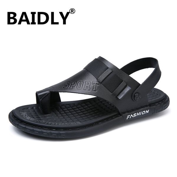 man shoes plus size men sandals leather shoes men beach sandals sandalias de verano para, Black