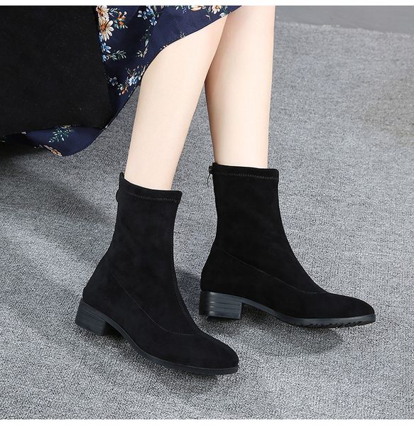 new simple women's low-heeled boots ladies faux suede mid calf boots female square toe winter woman 34-43, Black
new simple women's low-heeled boots ladies faux suede mid calf boots female square toe winter woman 34-43, Black