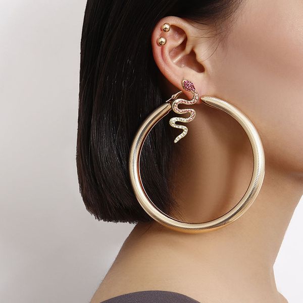 punk exaggerated big round circle zircon snake earrings for women creative hollow geometric hoop earrings ear jewelry xr2770, Golden;silver
punk exaggerated big round circle zircon snake earrings for women creative hollow geometric hoop earrings ear jewelry xr2770, Golden;silver