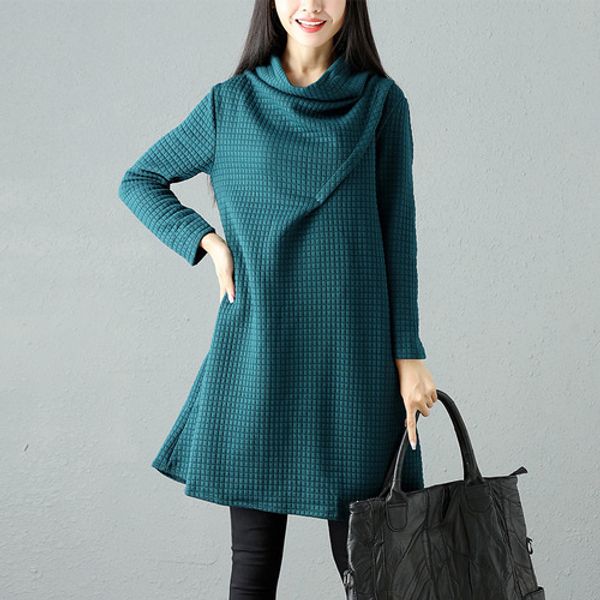 autumn and winter base dress korean-style large size fat mm heap collar thick mid-length dress, Blue;black
autumn and winter base dress korean-style large size fat mm heap collar thick mid-length dress, Blue;black
