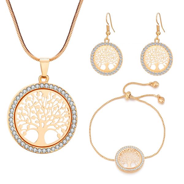 tree of life jewelry set for women gold pendant necklace drop earring charm bracelet jewelry valentine's day gifts 2019, Silver
tree of life jewelry set for women gold pendant necklace drop earring charm bracelet jewelry valentine's day gifts 2019, Silver