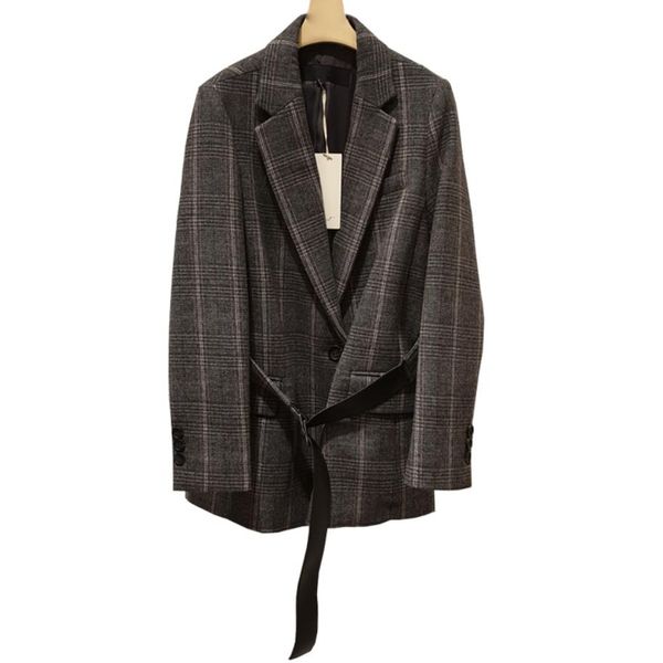 women plaid blazers jacket long sleeve slim sashes chic korean fashion casual suit 2019 new spring clothings, White;black
women plaid blazers jacket long sleeve slim sashes chic korean fashion casual suit 2019 new spring clothings, White;black