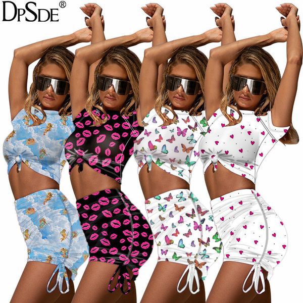 2020 fashion women reduction of age girl style sets short sleeve round neck elastic short skirt printed two piece sets, White
2020 fashion women reduction of age girl style sets short sleeve round neck elastic short skirt printed two piece sets, White