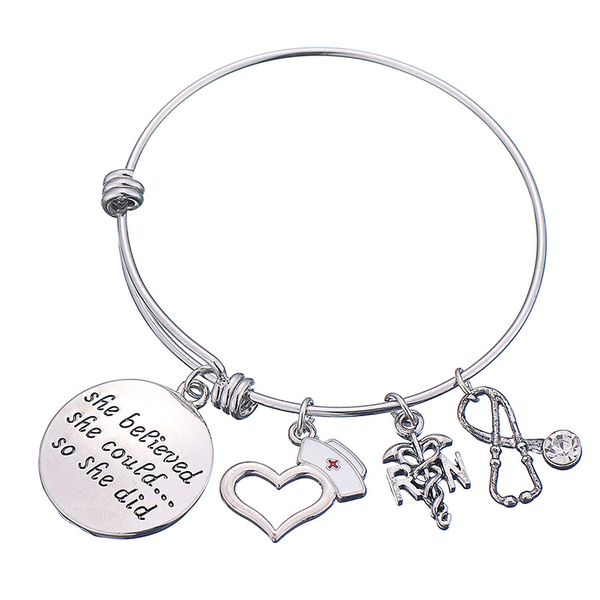 amazon she believed she could lettering bracelet nurse series stainless steel ring hand jewelry, Silver
amazon she believed she could lettering bracelet nurse series stainless steel ring hand jewelry, Silver