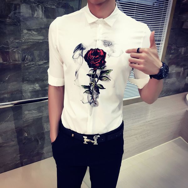 men's casual shirts half sleeve summer and autumn flower shirt men fashion youth male ktv, White;black
men's casual shirts half sleeve summer and autumn flower shirt men fashion youth male ktv, White;black
