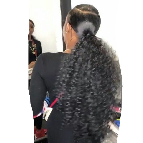 24" natural ponytail extension kinky curly wrap around clip in invisible high human hairpiece hair piece women girl lady 160g dhl, Black
24" natural ponytail extension kinky curly wrap around clip in invisible high human hairpiece hair piece women girl lady 160g dhl, Black
