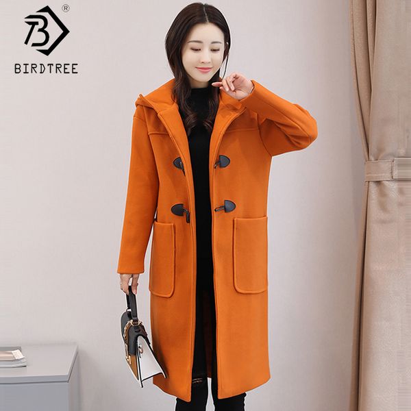 2019 autumn new arrival women's solid coats wool blends single-breasted full sleeve hooded pockets office lady clothing c98301k, Black
2019 autumn new arrival women's solid coats wool blends single-breasted full sleeve hooded pockets office lady clothing c98301k, Black